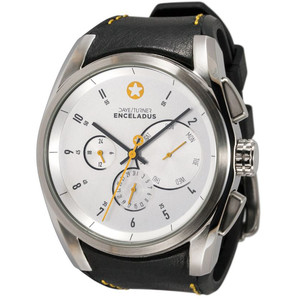 DayeTurner Reloj de caballero ENCELADUS analógico, plata - cuero negro