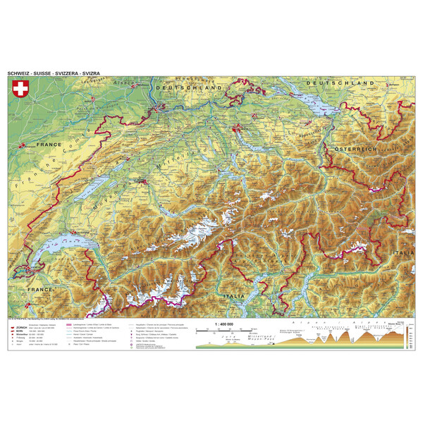 Stiefel Mapa Schweiz physisch (98 x 68 cm)